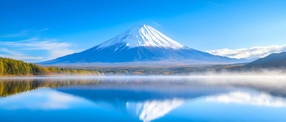 Fototapeta premium A mountain is reflected in the water