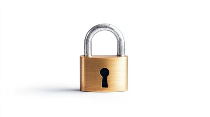 Naklejka premium Brass padlock isolated on white background.