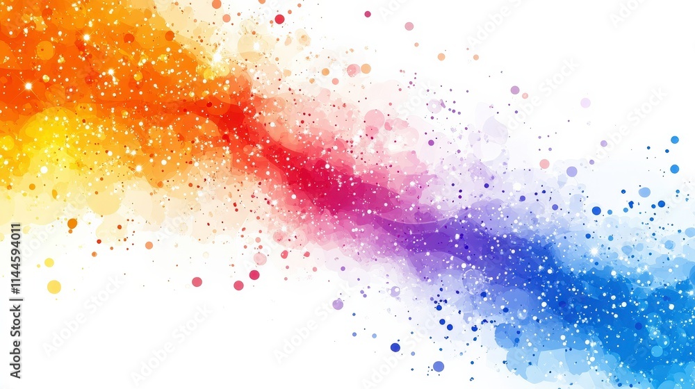 Poster vibrant color explosion with swirling dots and splashing hues, perfect for creative projects, backgr