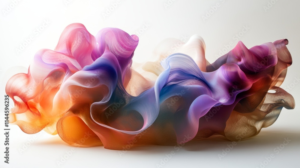 Poster a mesmerizing abstract artwork with swirling multicolor forms, capturing motion and depth in a vibra