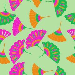 Fototapeta premium Seamless doodle colored fabulous leaves . Hand drawn.