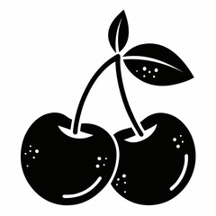 Cherry fruit icon design, Cherry silhouette vector illustration