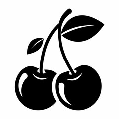 Cherry fruit icon design, Cherry silhouette vector illustration