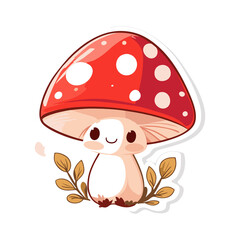 Cute Kawai Mushroom Vector PNG Transparent Background