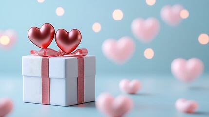Romantic Gift Box with Hearts  Valentine s Day Present