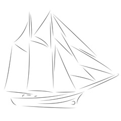 One continuous single drawing line art flat doodle ship, isolated, sea, boat, transportation. Isolated image hand draw contour on a white background
