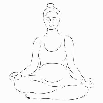 recommend clip art: One continuous single drawing line art flat doodle person, continuous, lotus, body, beautiful, female. Isolated image hand draw contour on a white background