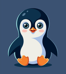 Cute cartoon penguin. Children's flat vector illustration isolated on background