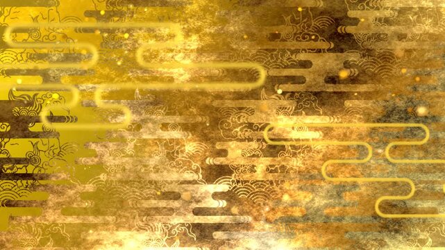金色の和柄模様・背景の美しいアニメーション