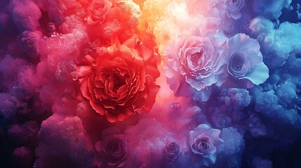 Vibrant Red   Blue Roses  Floral Background  Artistic Flower Design