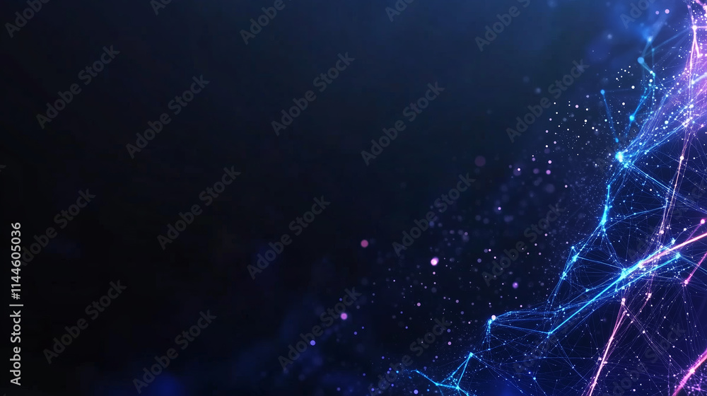 Poster abstract digital background with glowing lines and particles representing technology concepts and in