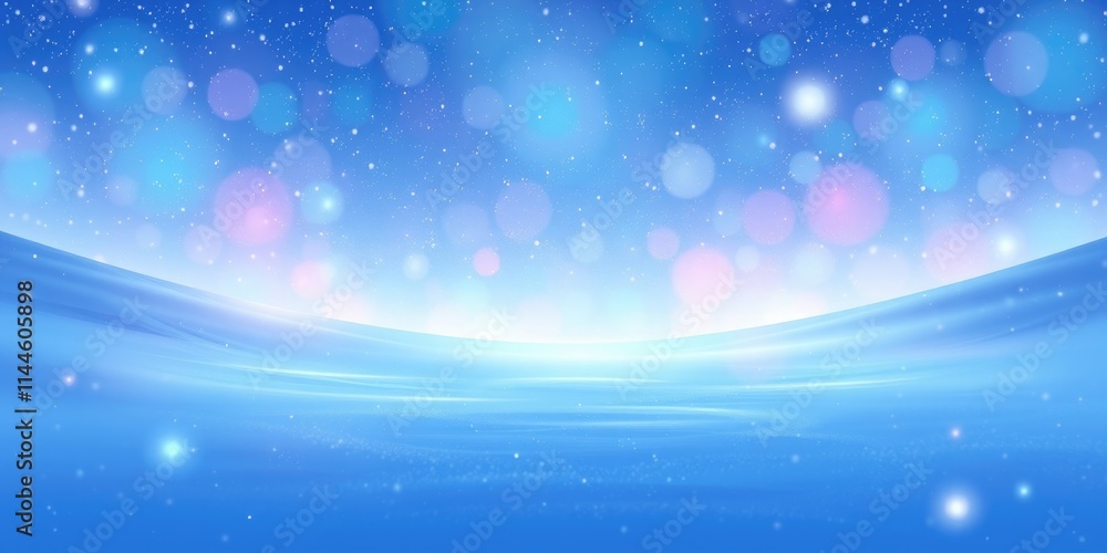 Poster a captivating blend of deep blue hues and gentle bokeh lights forms a tranquil setting. this scene i