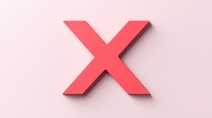 Obraz premium Bold Red X Symbol on Soft Pink Background for Graphic Design Use