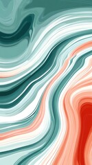 Swirls of turquoise, coral, and creamy white blend together in a mesmerizing flow, creating an artistic harmony that captivates the viewer's eye