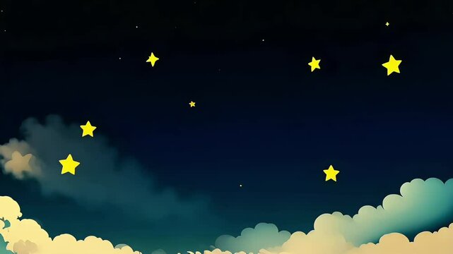 Seamless loop video of night sky with clouds and stars