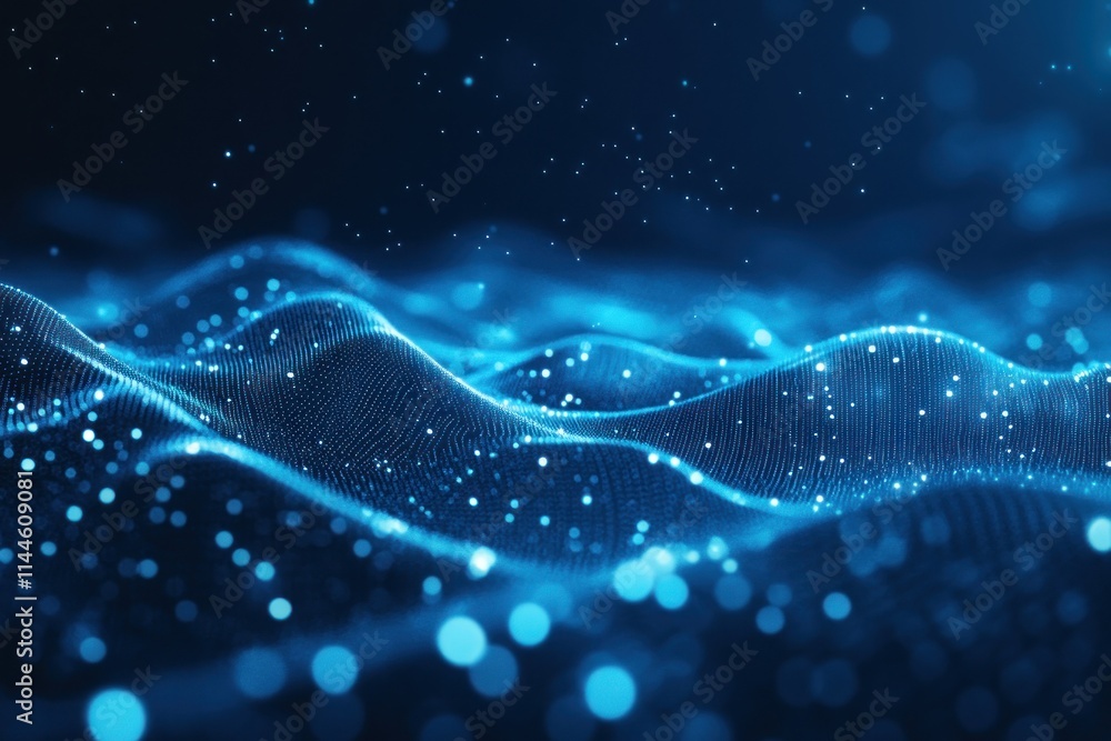Poster abstract blue design with dynamic wave patterns