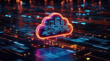 Data retrieval by robotic arm in cloud computing environment digital landscape futuristic viewpoint