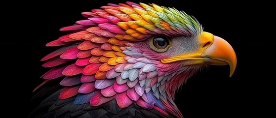 Obraz premium Vivid Rainbow Eagle Head Colorful Bird Abstract Art 4K HDR