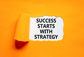 Success starts with strategy symbol. Concept words Success starts with strategy on beautiful white...