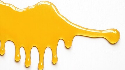 Fototapeta premium Bright Yellow Paint Drip on White Background for Creative Designs
