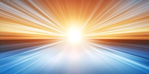 Obraz premium A vibrant sunset or sunrise with radiating rays of light over a serene body of water, blending warm and cool colors. Concept Sunset Serenity, Radiant Light, Warm and Cool Color Blend