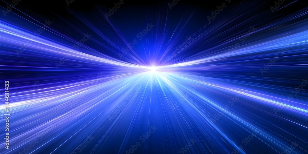 Poster a burst of blue light radiating outward, creating a dynamic and energetic effect often associated wi