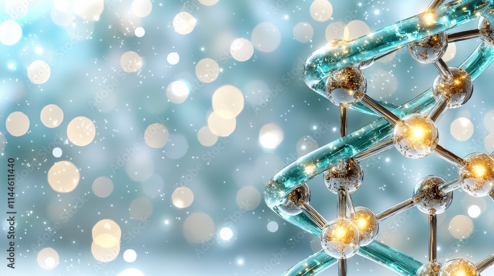 Poster abstract dna structure science genetics molecular 3d rendering bokeh background