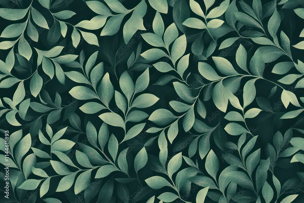 Poster elegant intricate leaf pattern on dark background