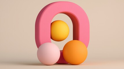 Abstract Composition with Colorful Shapes and Soft Pastel Background