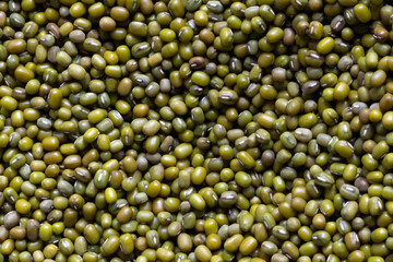 Mung beans. Top view food background