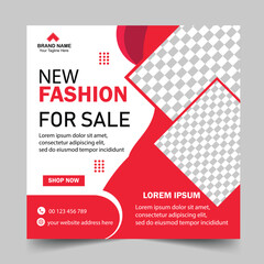 Fashion Sale Social Media Post for the shop owner new arrival & clothing collection promotion. Modern geometric garments shop sales social layouts square web banner digital marketing