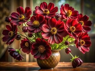 Obraz premium Wide-Angle Chocolate Cosmos Flower Studio: Stunning Generative AI Floral Photography