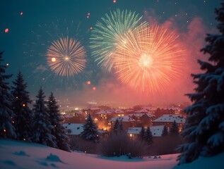 Winter fireworks new year classy colorful crackers
