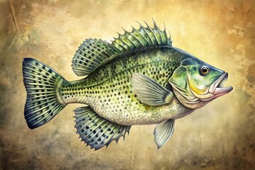 Fototapeta premium Wide-Angle Crappie Fish Chalk Sketch - Realistic Fishing Art