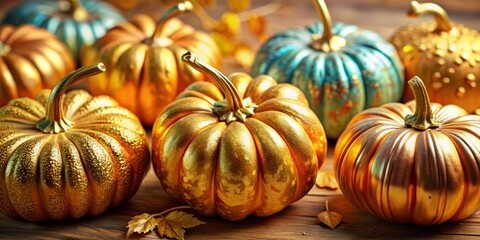 Worm's Eye View: Gold Pastel Pumpkins - Autumn Crafts, Handmade Decor