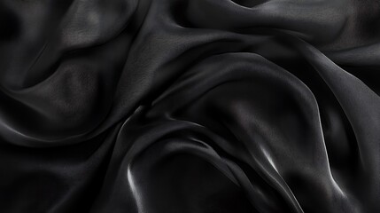 Fototapeta premium Black silk fabric as a background. AI Generated