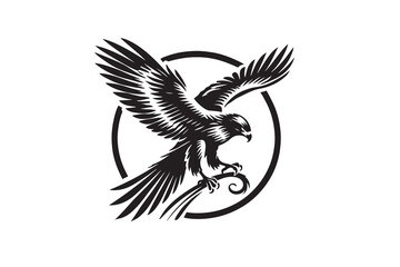 Obraz premium Hawk silhouette vector illustration on white background