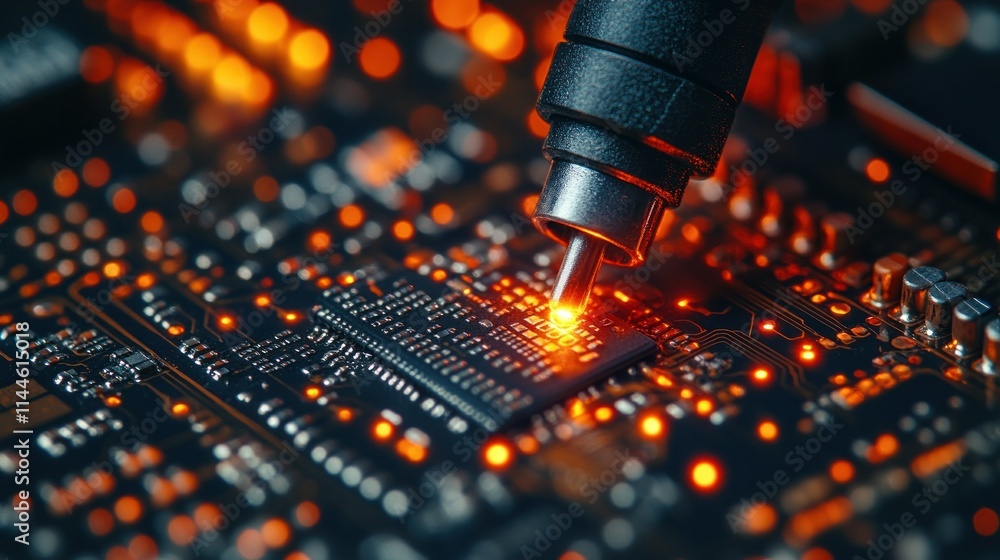 Poster close-up of a circuit board with glowing components.