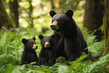 Heartwarming Bear Family in Nature