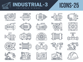 Industrial Icons sat. Vector illustration in modern thin line style of Industrial icons.