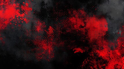 Striking abstract red splashes on dark background digital painting.. AI Generated