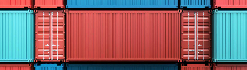 Colorful shipping containers stacked gether, creating vibrant industrial scene
