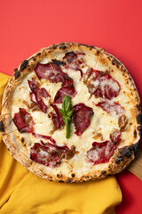 Pizza with Bresaola, Cheese and Basil 