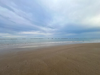 rimini beach in the early morning with beautiful sky in winter time