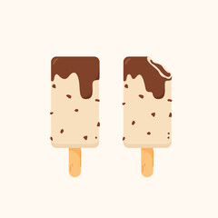 Ice cream, Dessert, ice cream box with chocolate and chokochips sweet food for poster and web icon