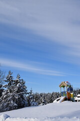 Fototapeta premium The playground in winter, Sainte-Apolline, Québec, Canada