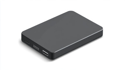 Fototapeta premium A sleek, portable power bank designed for charging devices on the go, featuring multiple USB ports for convenience.