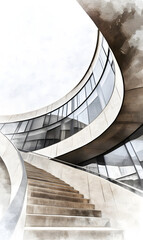 Obraz premium Modern architecture of a building.