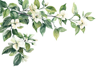 Fototapeta premium Watercolor depiction of a blossoming branch adorned with vibrant spring buds
