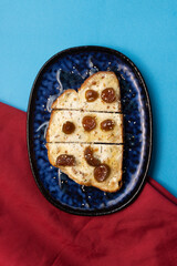 fig and honey toast served on a plate